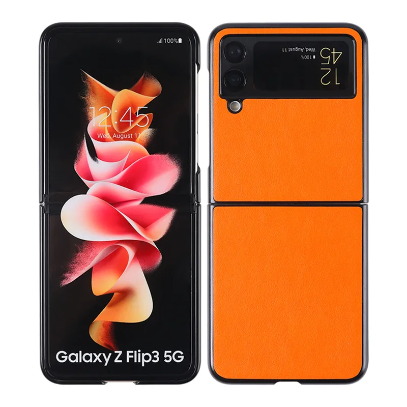 

Fashion Luxury Case For Samsung Galaxy Z Flip 3 PC+PU Anti-knock Phone Protective Cover Coque for Z Flip3 5G f7110