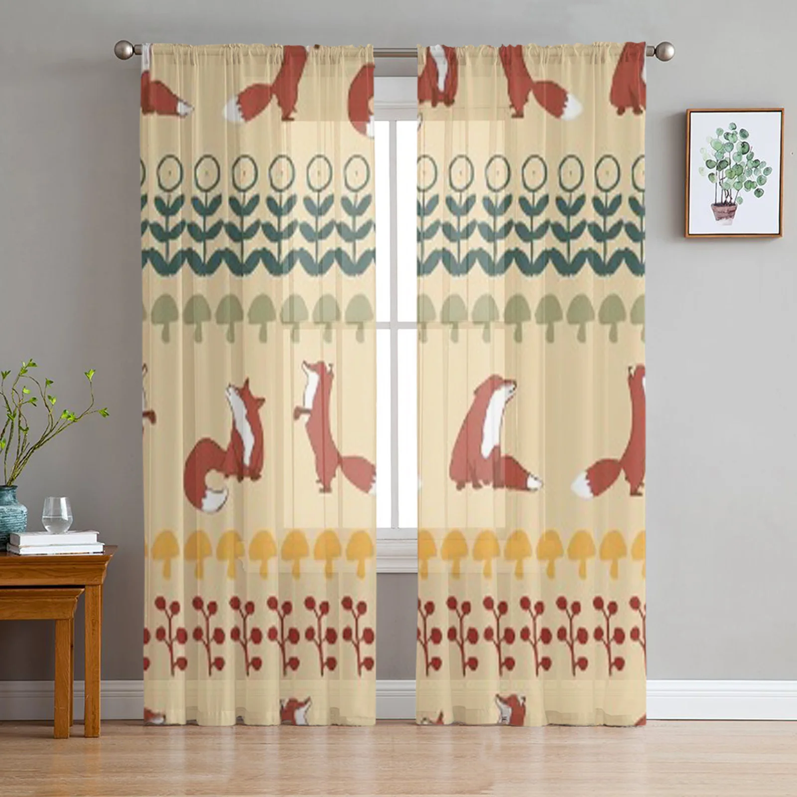 

Тюлевые шторы с листьями лисы, прозрачные Занавески Из Органзы для гостиной, спальни, декоративное украшение для окна