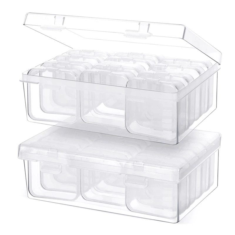 

24Pc Small Bead Organizer Containers Clear Storage Case With 2Pc Hinged Lid Craft Cases