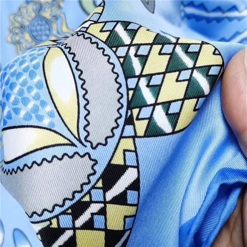 Фирменный шелковый шарф 90*90 см саржевые шарфы с дизайнерскими краями Seda Natural 100 ℅