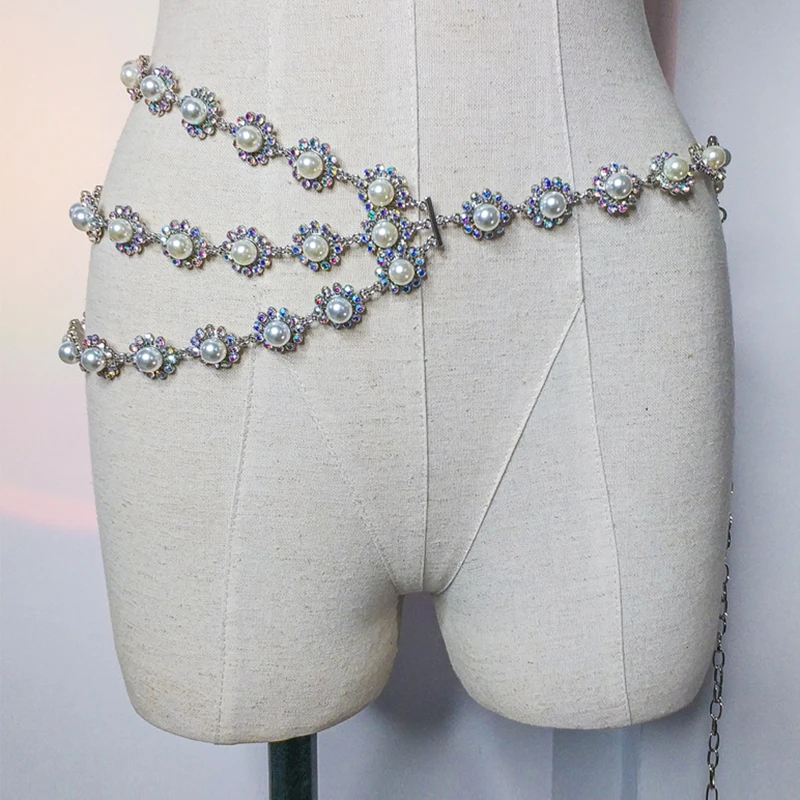 Блестящий Пояс на талию для танца живота блестящие Многослойные аксессуары тела