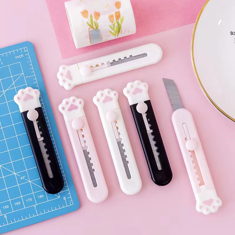 

Cute Cat Paw Utility Knife Kawaii Sharp Blade Express Box Cutter Envelope Opener DIY Cutting Paper Stationery Office Supplies