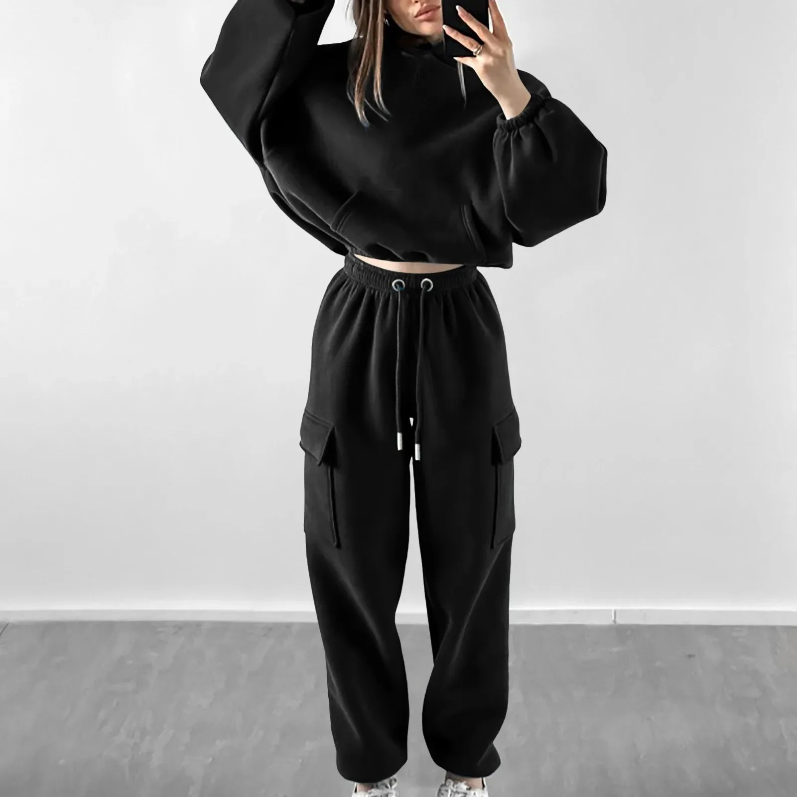 Спортивные брюки комплекты женские свободные толстовки с длинным рукавом топы