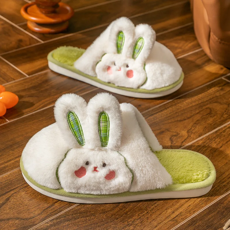 Lovely Bunny Plush Slippers for Women Kawaii Fluffy Winter Warm Women Slippers Indoor Cute Winter Plush Comfortable Slippers