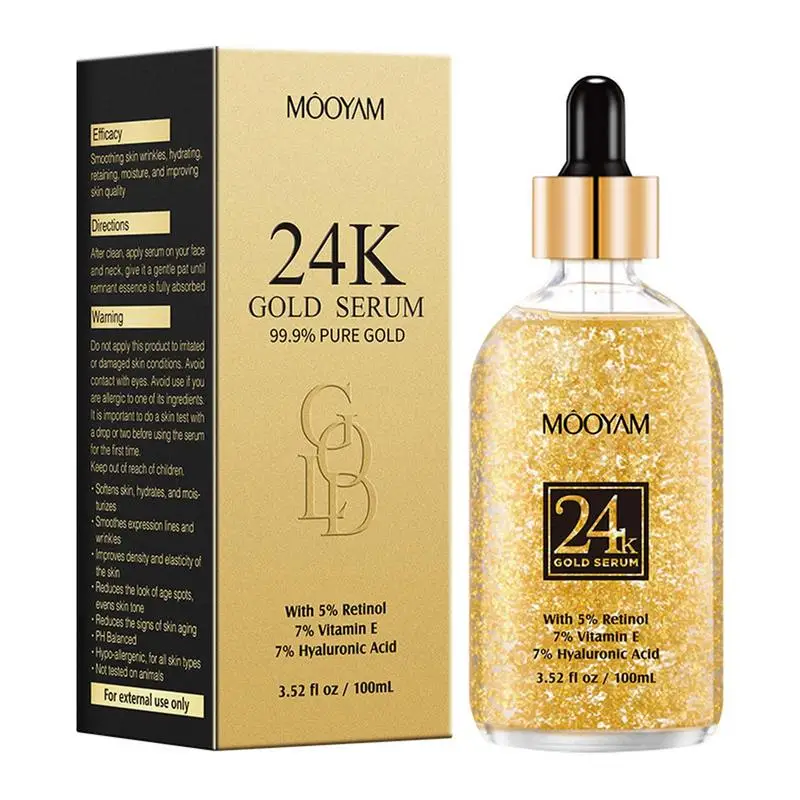 

Gold Face Essence 24K Gold Vitamin E Face Oil Skin Complexion Pore Minimizer 3 Oz Anti-Age Face Oils With Hyaluronic Acid And