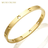 muse crush fashion hollow star moon bangle top quality stainless steel plating bracelet for women party wedding jewelry gift