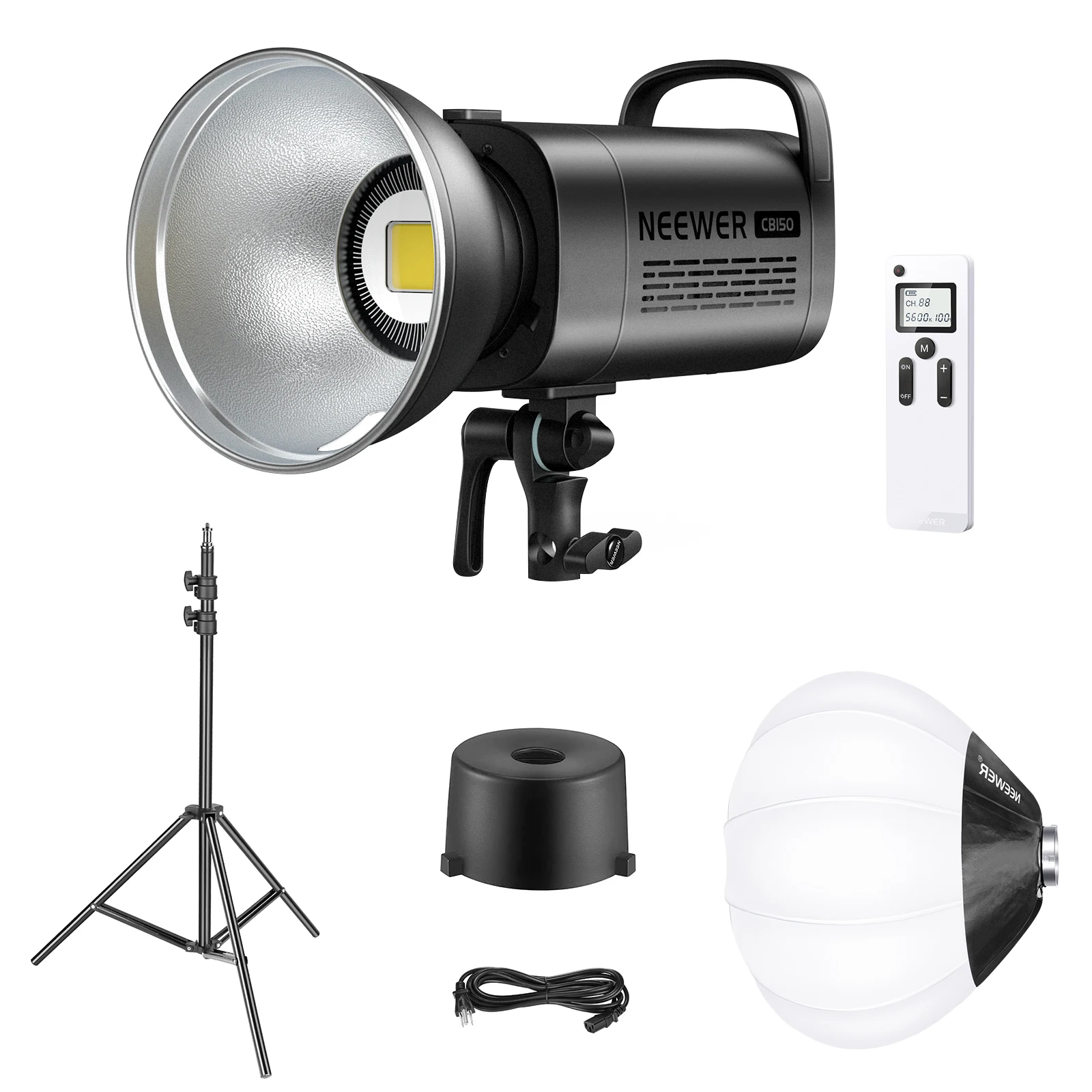 

Neewer LED Video Light, 5600K LED Continuous Light Kit With Bowens Mount, 2.4G Remote, Lantern Softbox, Stand, CRI 97+, TLCI 97+