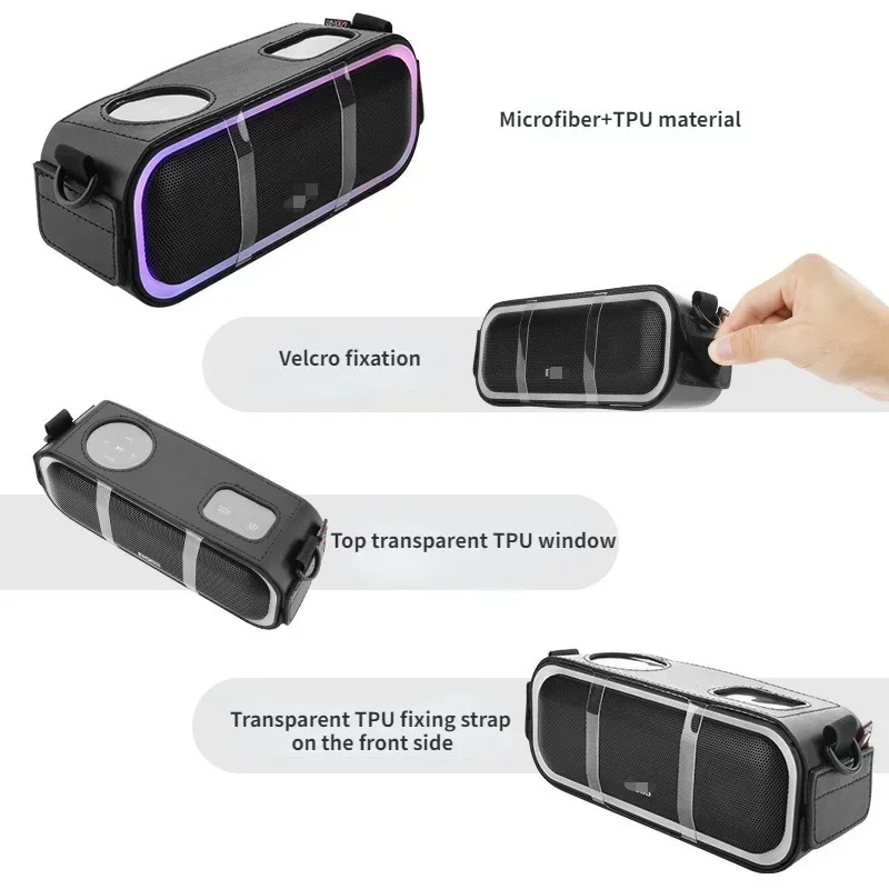 Прочный чехол из искусственной кожи со съемным нейлоновым ремешком для динамика