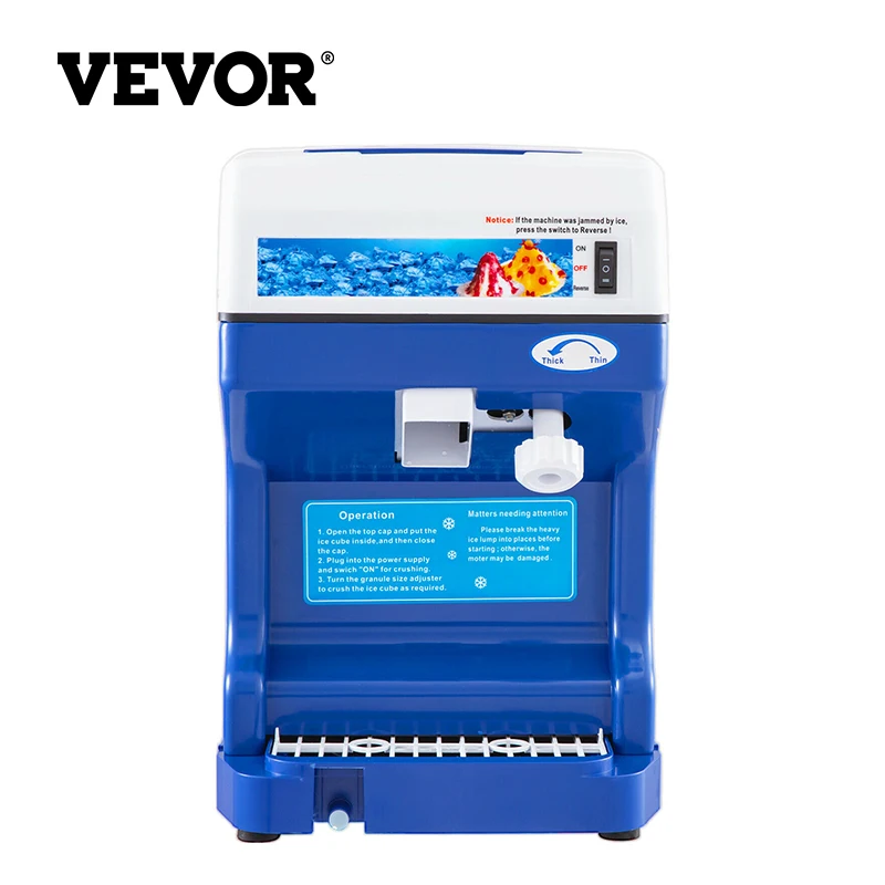 Price VEVOR trituradora de hielo afeitado eléctrica de 110V, máquina de afeitar con textura de hielo ajustable, 250W