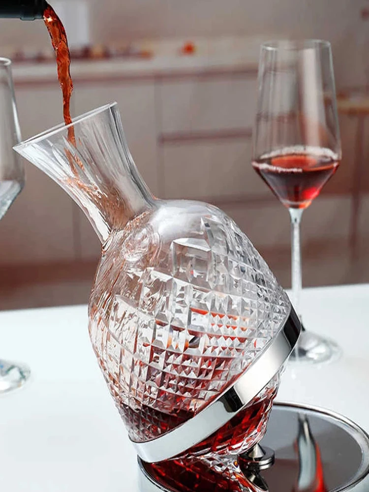 

1500ML Crystal Glass 360 Rotating Decanter Top Tumbler High-end Wine Dispenser Mirror Jug Gift Bar Party Decor Art Glassware