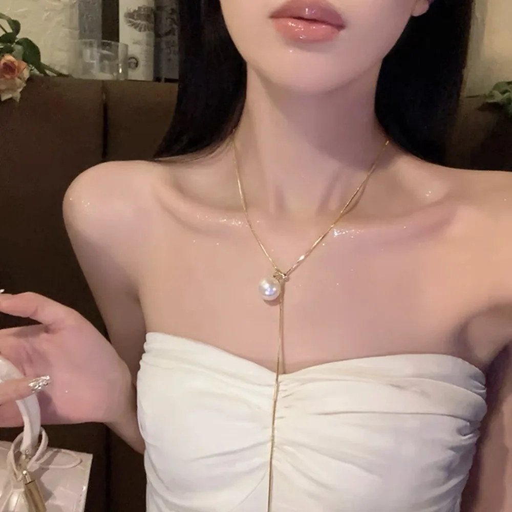 Ожерелье Spice Girl из сплава в корейском стиле элегантный серебряный свитер цепочка