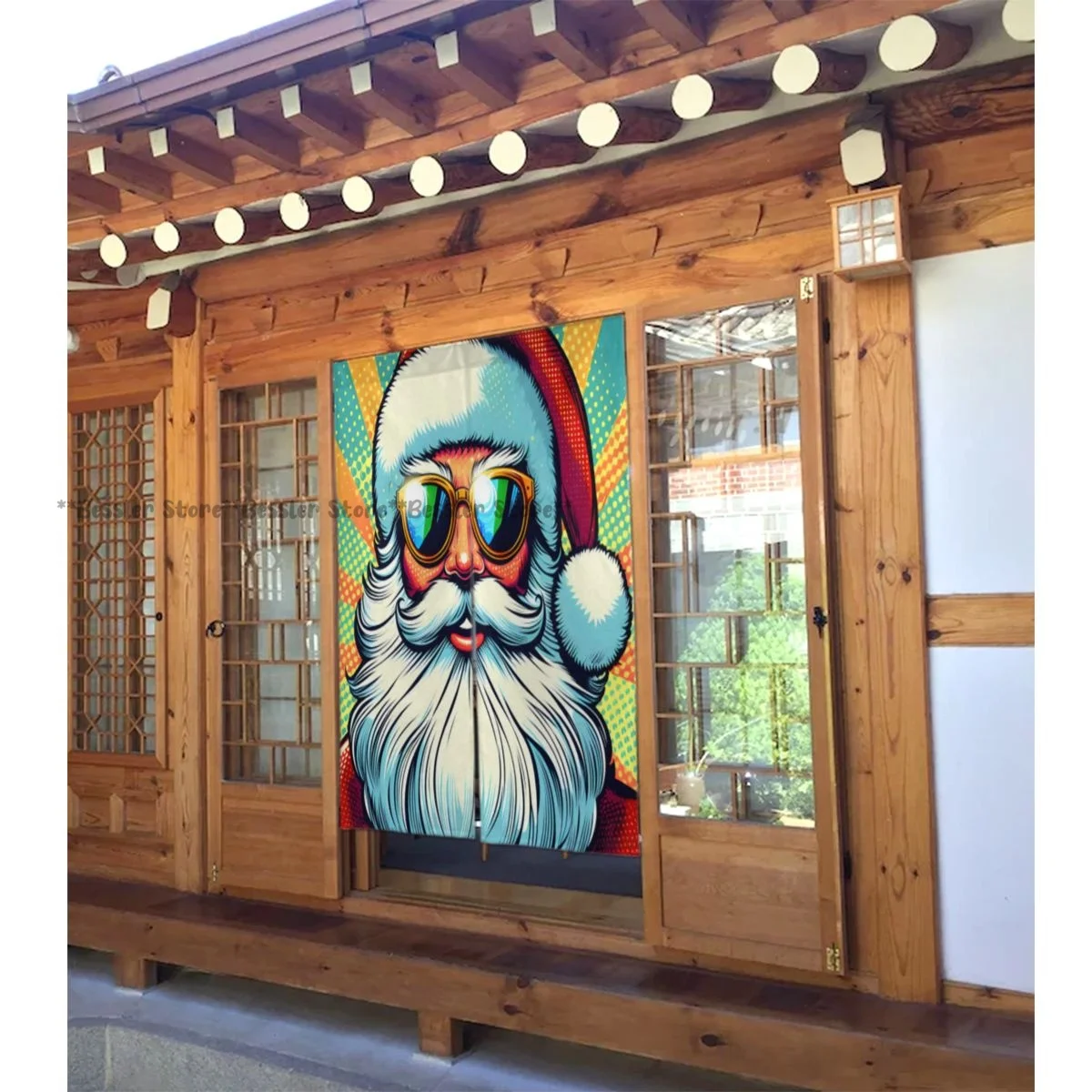 Дверные занавески украшение комнаты портрет Санта-Клауса вешалка для