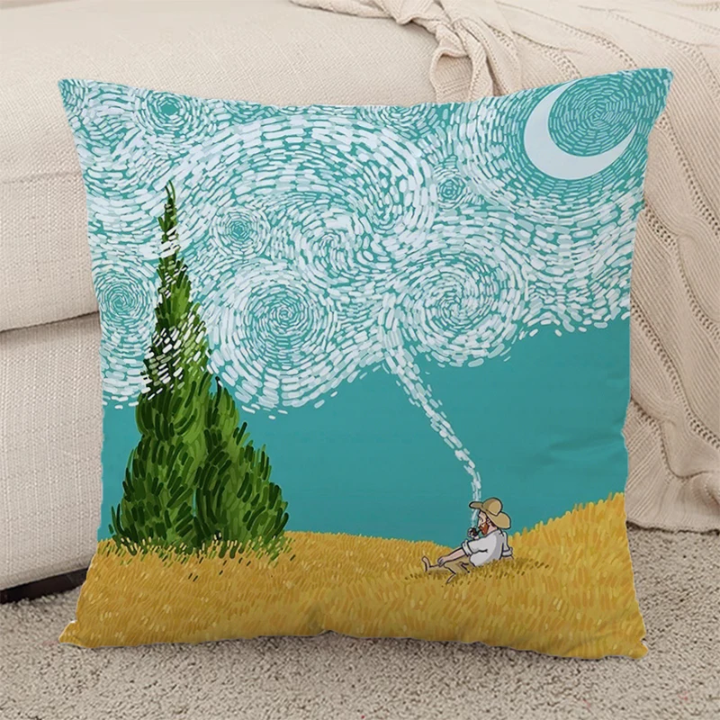 

Van Gogh Decorative Pillows for Bed Car Sofa Short Plush Body Pillow Cover Pillowcase 45x45 Cushions Covers Cushion 45*45 Throw