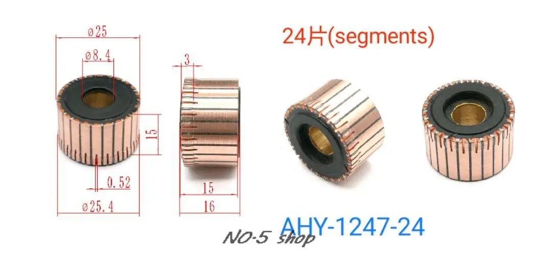 

5pcs 25x8.4x15(16)x24P Copper Bars Electric Motor Commutator