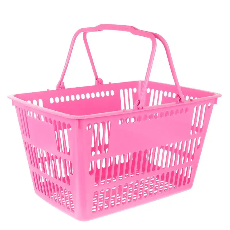 

1PC Mall Shopping Basket Merchandise Storage Basket Plastic Basket With Handles Outdoor Picnic Basket Portable Shopping Basket