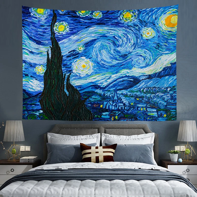 

Гобелен Ван Гога, настенные художественные обои, украшение для комнаты в эстетике, подвесные гобелены, подголовники, декоративные пользова...