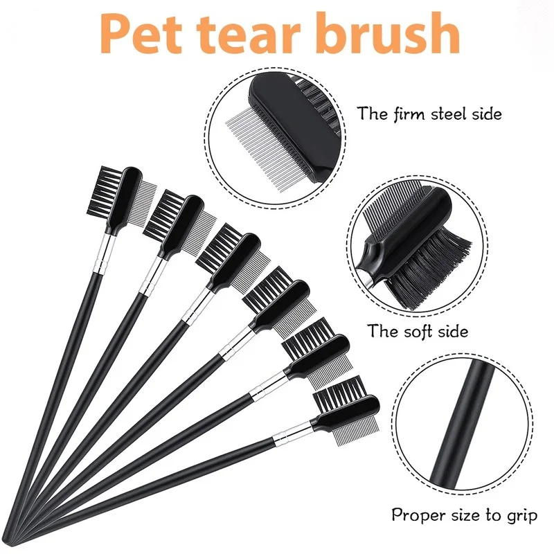 

Double-Sided Head Pet Eye Comb Brush Pet Tear Stain Remover Comb Cleaning Grooming Brush For Small Cat Dog Pets Accessories