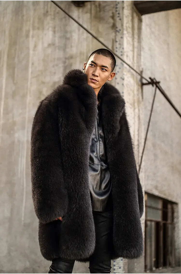 Роскошное мужское пальто из натурального лисьего меха верхняя одежда зимнее