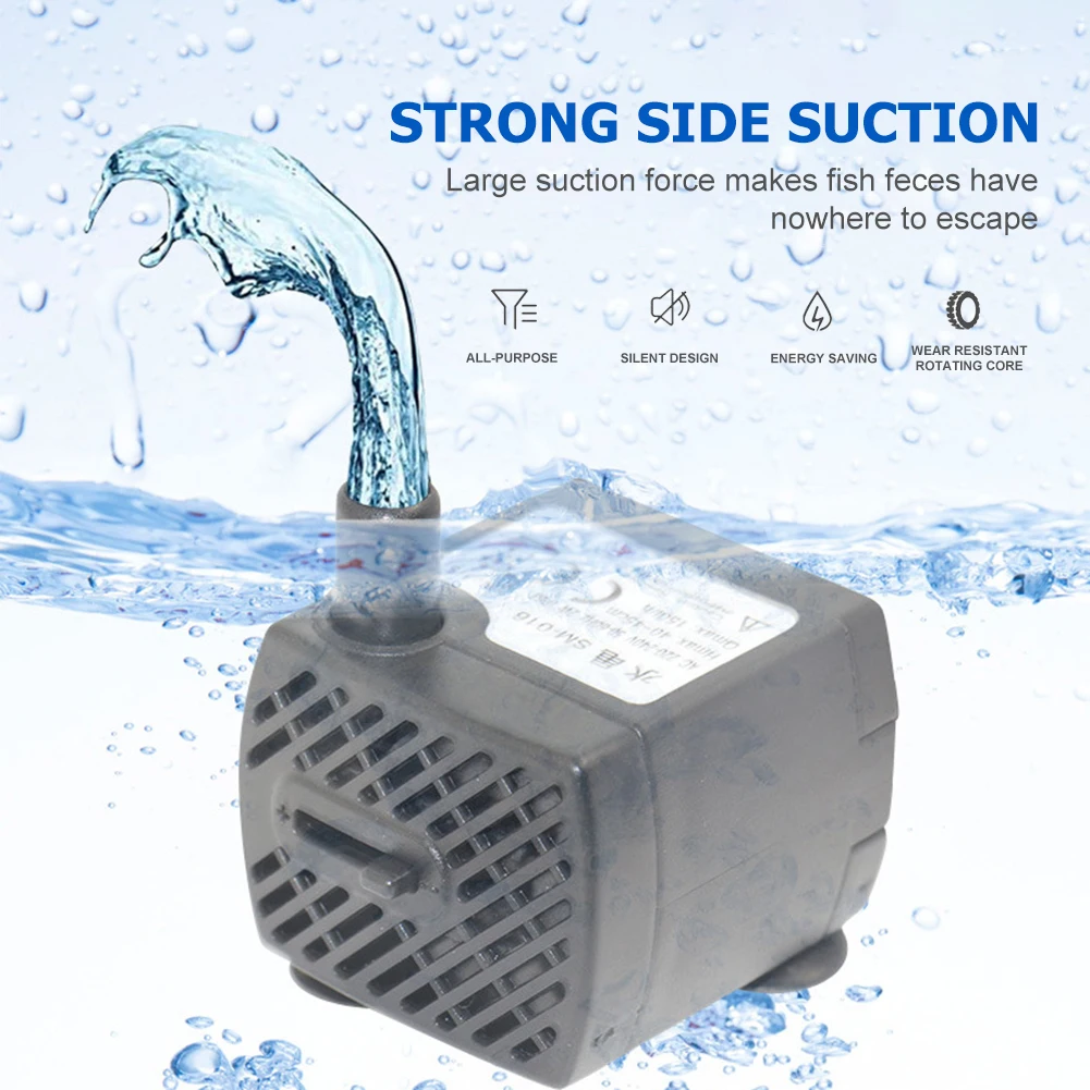 

150L/H 2W Submersible Aquarium Water Pump Ultra-quiet Fish Tank Pond Water Fountain Pump Submersible Fountain Aquarium