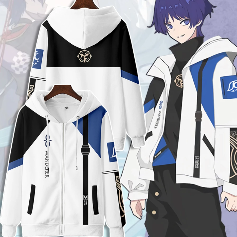 2024 Толстовка Genshin Impact Wanderer с 3D принтом на молнии женская и мужская толстовка
