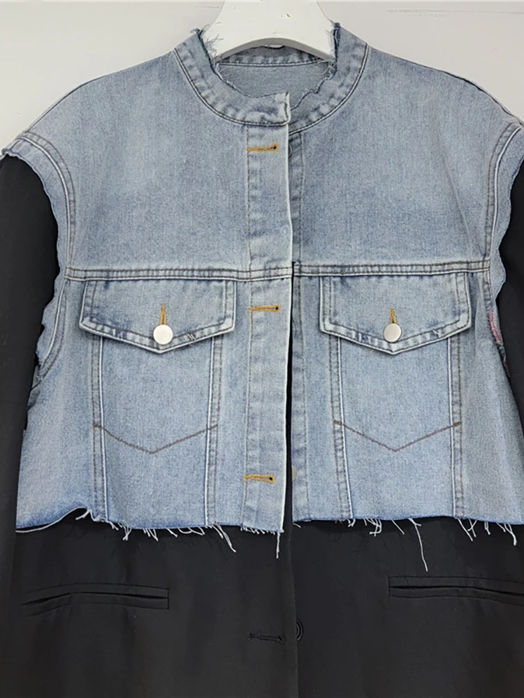 Женский Джинсовый блейзер DEAT однобортный пиджак свободного покроя в стиле