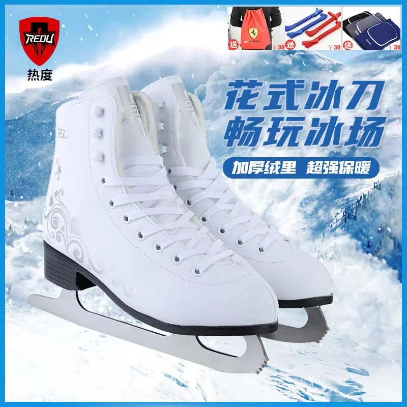 Professional Winter Adult Children Thermal Warm Thicken Figure Skates Shoes Patins With Ice Blade Waterproof Skating Sneakers