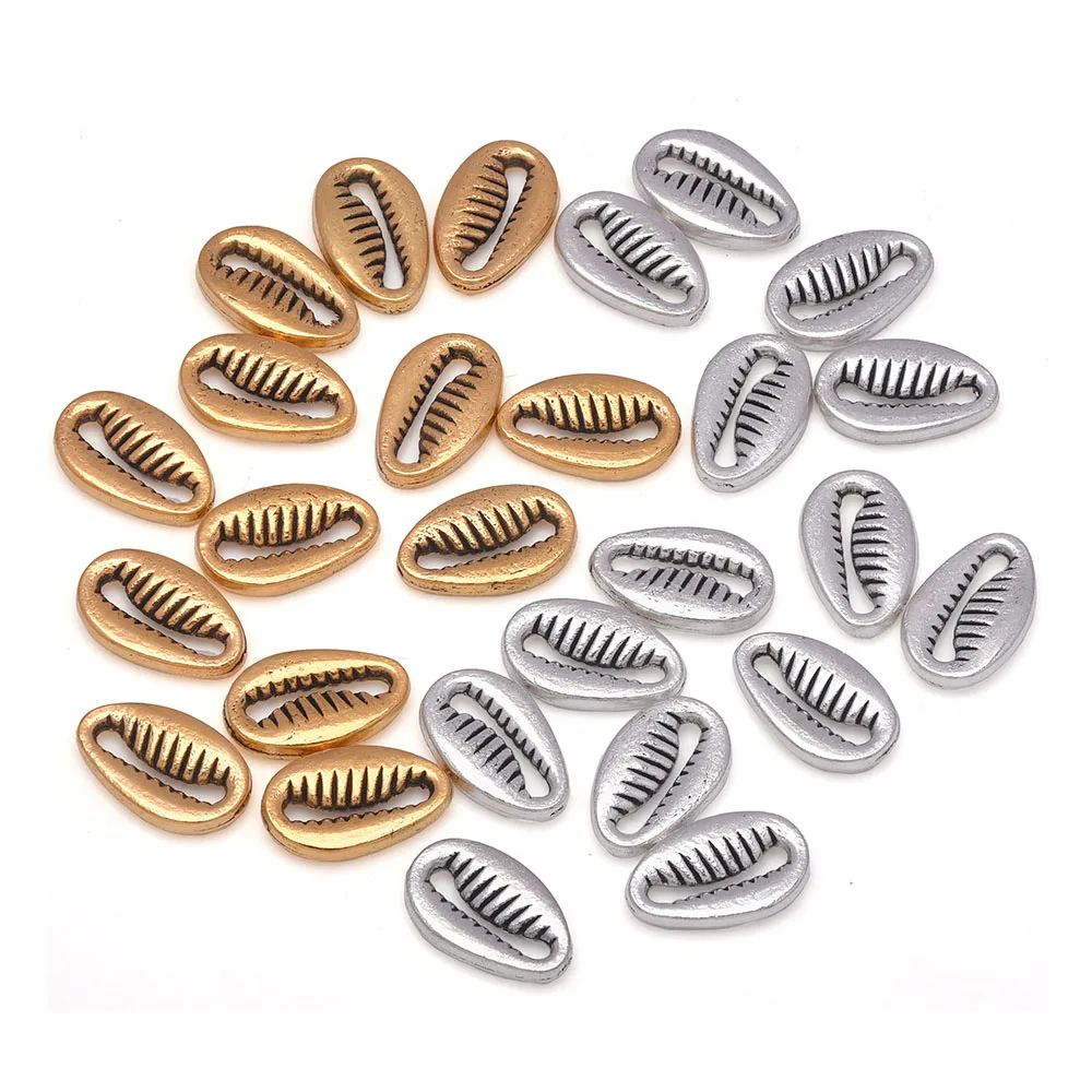 

Соединительные бусины для подвесок в виде ракушек, тибетские серебряные/золотые бусины для браслетов «сделай сам», аксессуары для изготовления ювелирных изделий, 20 шт./лот