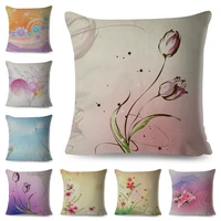 simple geometry pillow case european floral flowers cushion cover nordic style art polyester pillowcase for sofa home car