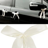 50pcs white ribbon bows for wedding car wine glass decorations bridal shower birthday party chair bowknots christmas gift wrap