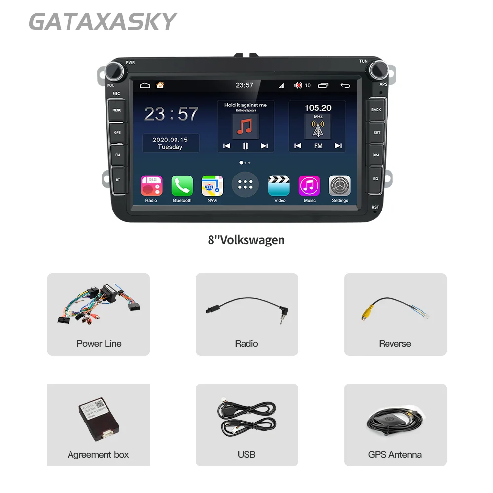 Автомагнитола GATAXASKY мультимедийный плеер 8 дюймов на Android с GPS для Volkswagen Passat B7 B6 Golf