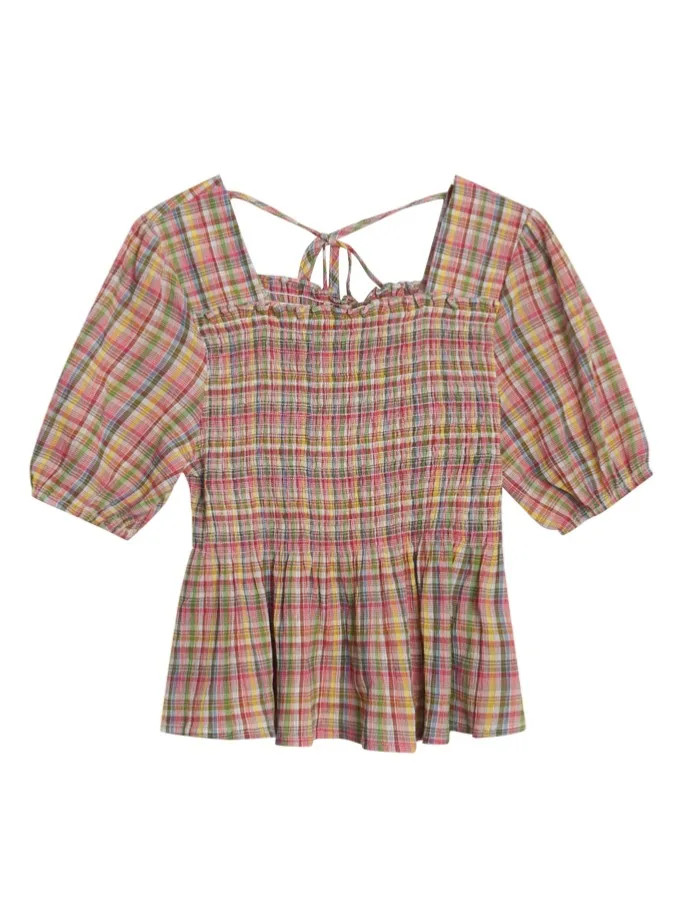 Корейская мода летние эластичные радужные клетчатые топы новая винтажная