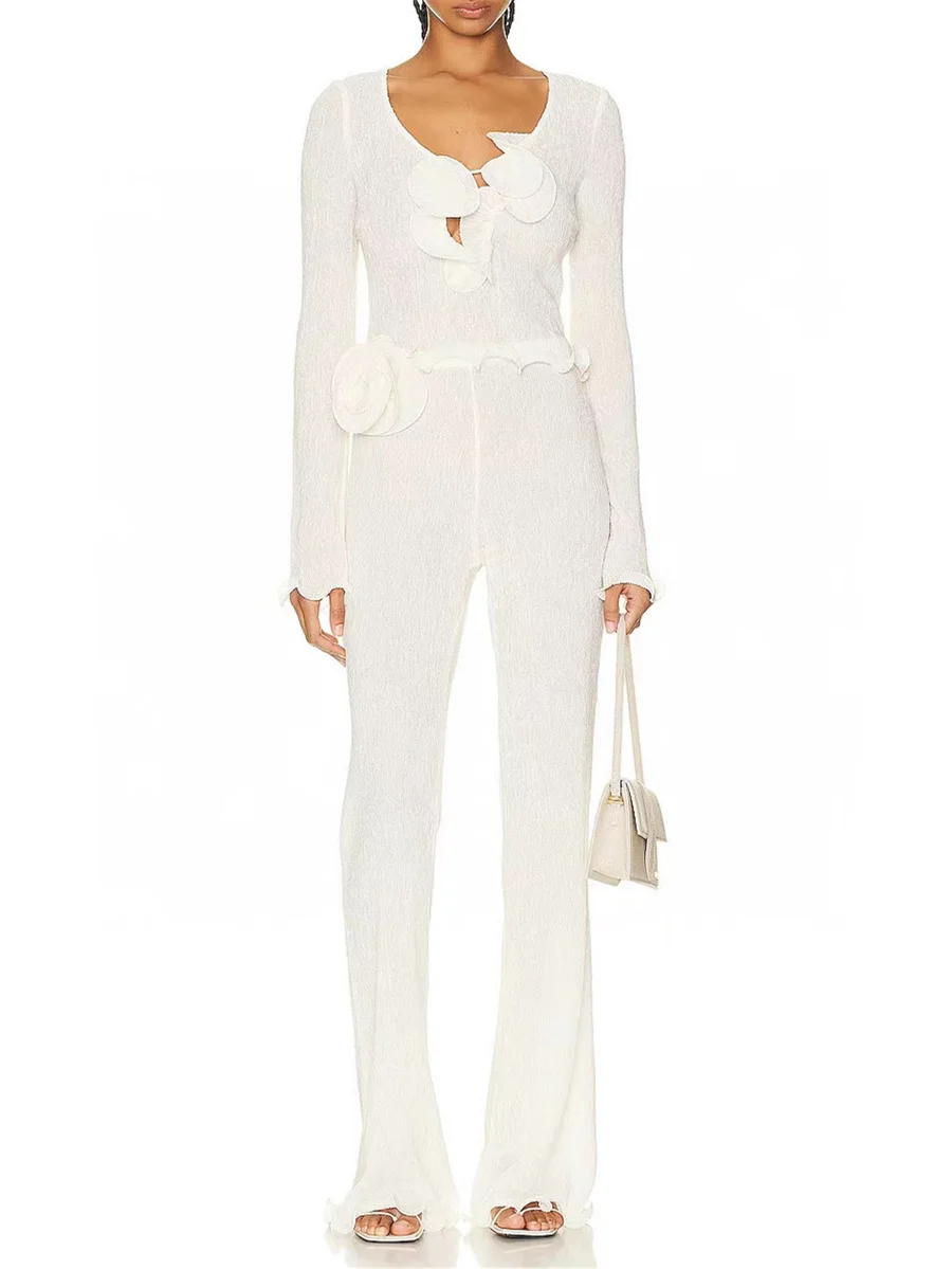 

Traf 2023 WOMAN TOPS Knitting Patch Flower Tights Women's top T -shirt T -shirt Y2K clothes new fashion long -sleeved shirt bra