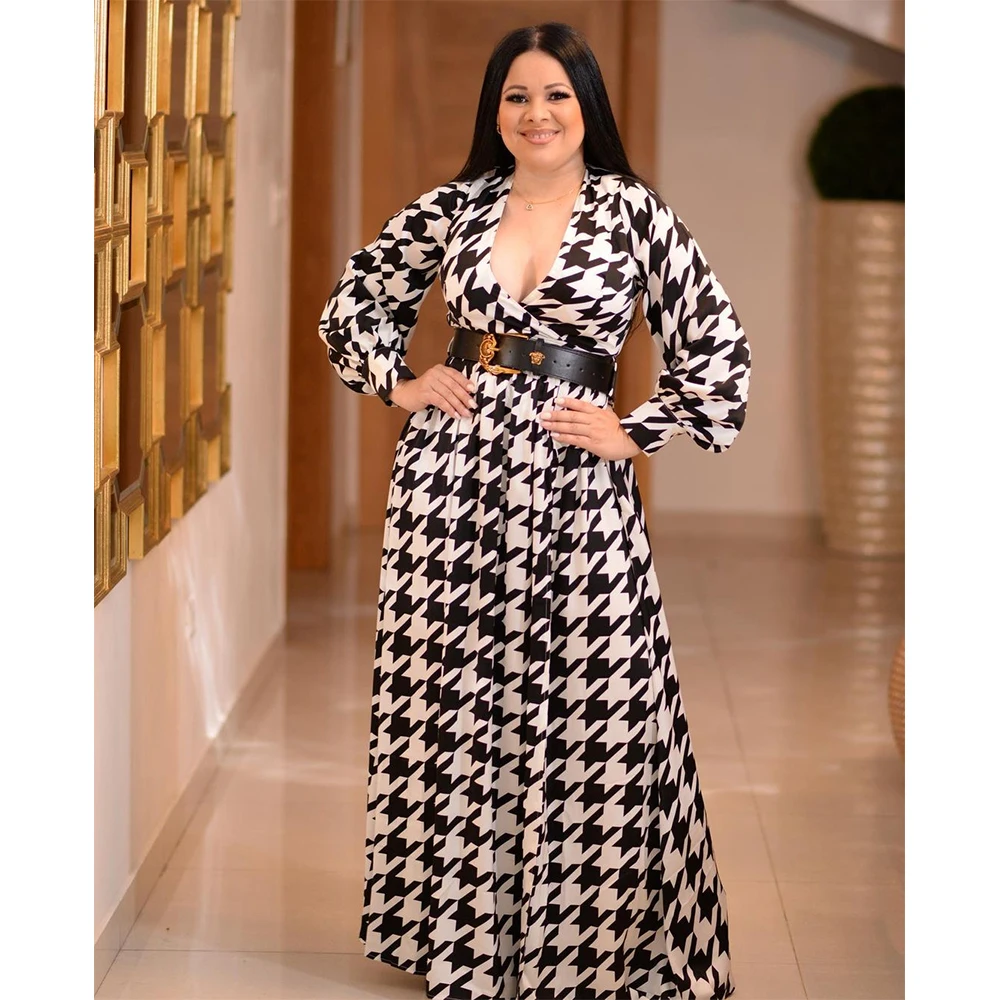 

Винтажное облегающее платье средней длины с принтом «гусиные лапки», женское пикантное облегающее платье с круглым вырезом и длинным рукавом, Клубное платье в Корейском стиле, женское платье