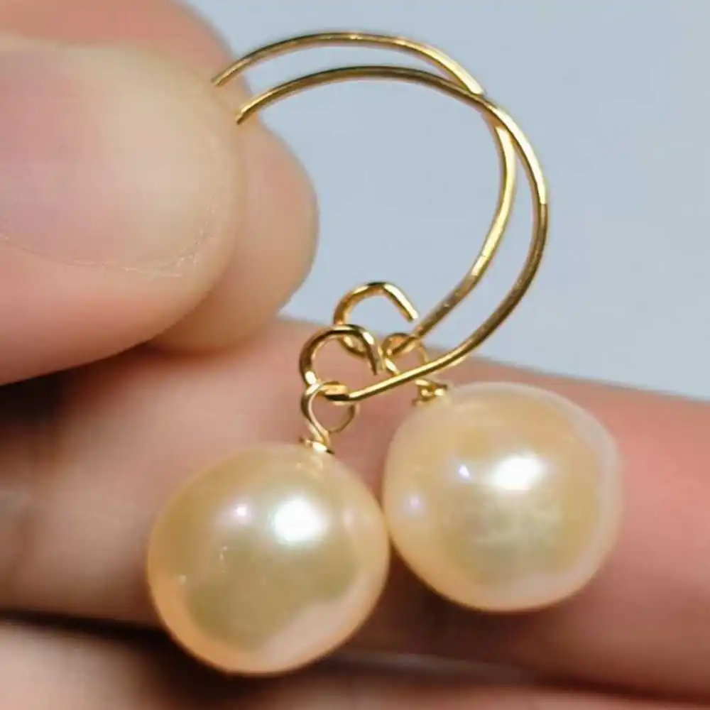 

11-12MM Natural AAA Pink freshwater pearl Earrings 14K VALENTINE'S DAY New Year Aquaculture Classic Accessories Fashion