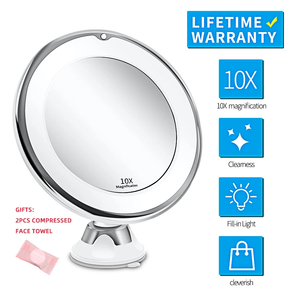 

Suwn Makeup Vanity Mirror With 10X Lights LED Magnifying Mirror Cosmetic Mirrors Light Magnification Grossissant