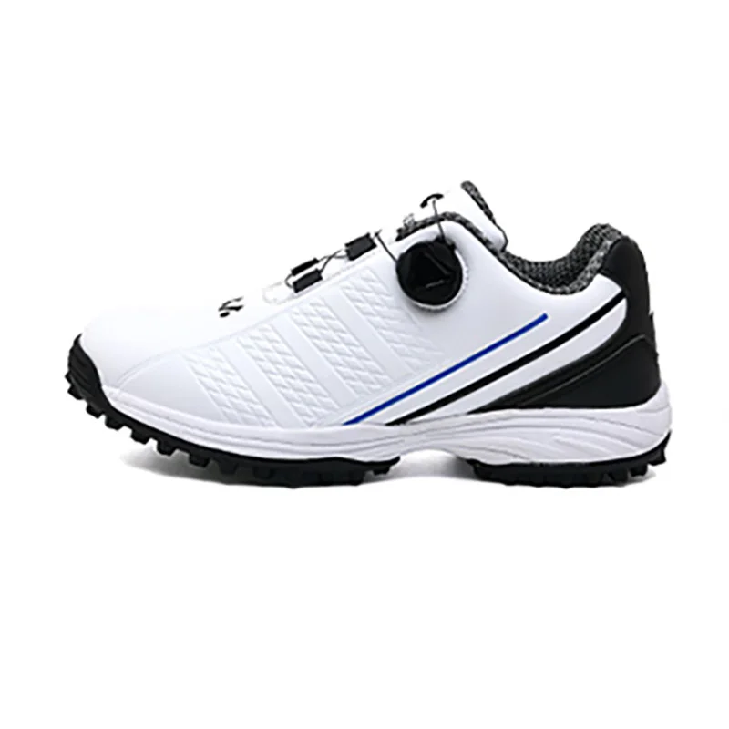 Spring New In Men's Golf Shoes Outdoor Waterproof Non-Slip Fixed Spike Sole Breathable Swivelg Laces  White  Colour Sneakers