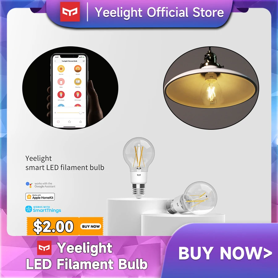 

Умная Светодиодная лампа накаливания Yeelight YLDP12YL 700 люмен 6 Вт лимонная умная лампа работает с Apple homekit