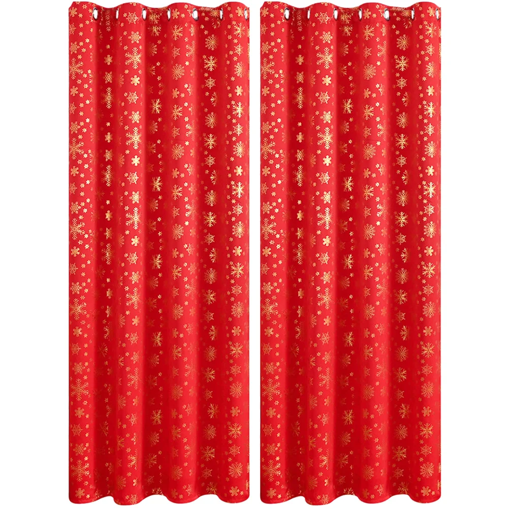 

Curtain Christmas Window Drape Bedroom Xmas Snowflakedecor Living Curtains Decorative Blackout Bathroom Decorations Room