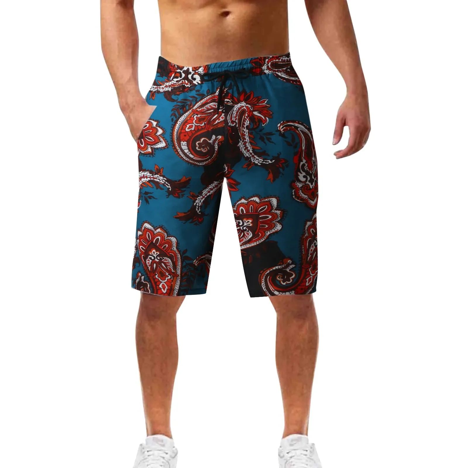 

New in And Tall Running Shorts Mens Summer Print Pants Elastic Band Loose Sports Straight Shorts Running Toddler Stocking