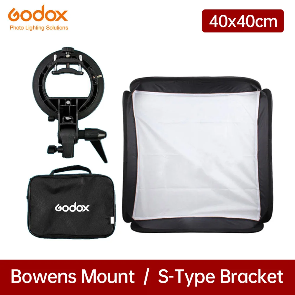 

Godox Ajustable Flash Softbox 40*40cm 40x40 + S type Bracket Mount Kit for Flash Speedlite Studio Shooting for Canon Nikon Sony