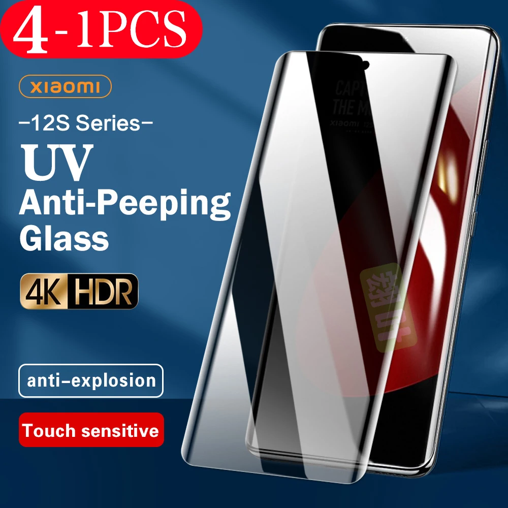 

4-1Pcs 9D UV Privacy Tempered Glass For xiaomi 13 12 12s Ultra 12x 11 pro 10 10s Screen Protector UV Anti-spy Glass phone Film