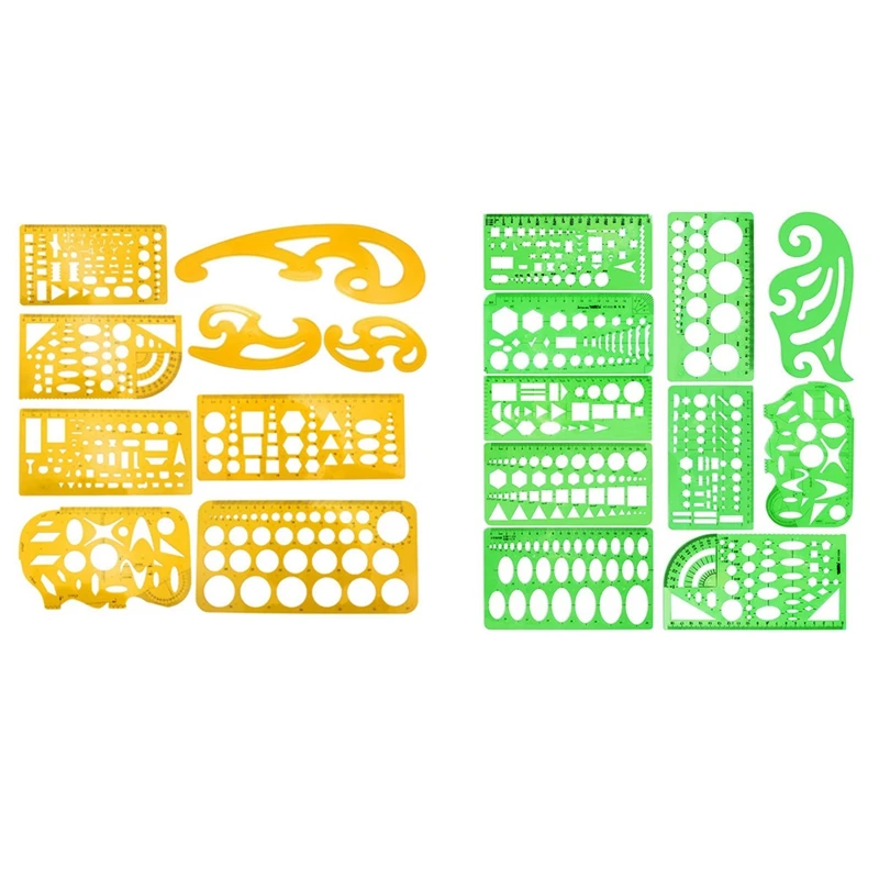 

9 Pcs Architecture Drawing Templates Technical Drafting Stencils Tool with 10 Pcs Measuring Templates Circle Template