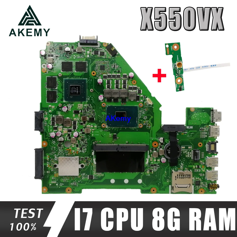 

X550VX Laptop motherboard GTX950M 8G RAM I7-6700HQ For Asus X550VX X550VQ W50V FH5900V Test X550VX mainboard test ok