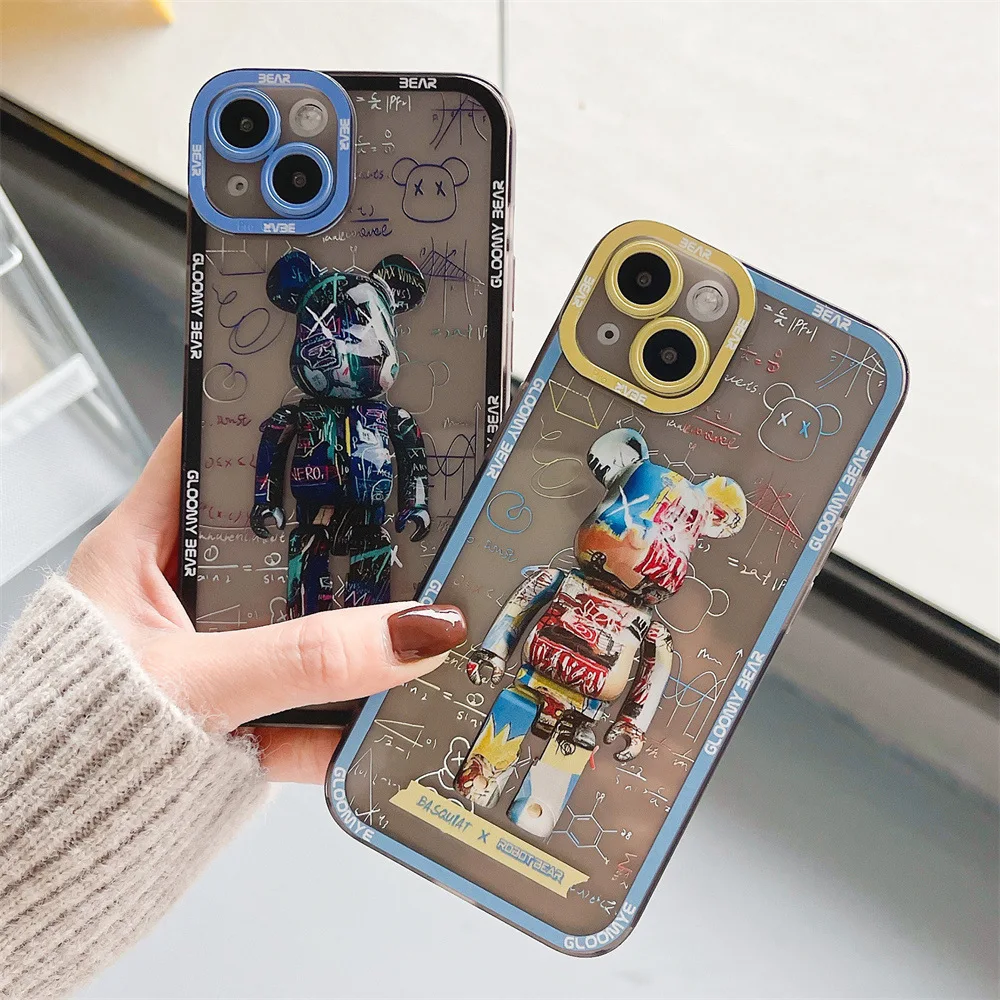 

For IPhone 14 Pro Max Case Fashion Graffiti Bear Cover for IPhone 11 12 13 Pro X XR XS Max Shockproof Phone IPhone 14 Plus Case
