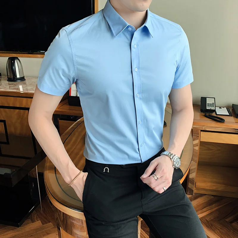 2022 Hot-Sale Male Fashion Summer Business Dress Shirt/Men's Casual Short-Sleeved Shirts High-Grade Tops Plus Size S-8XL 6 Color