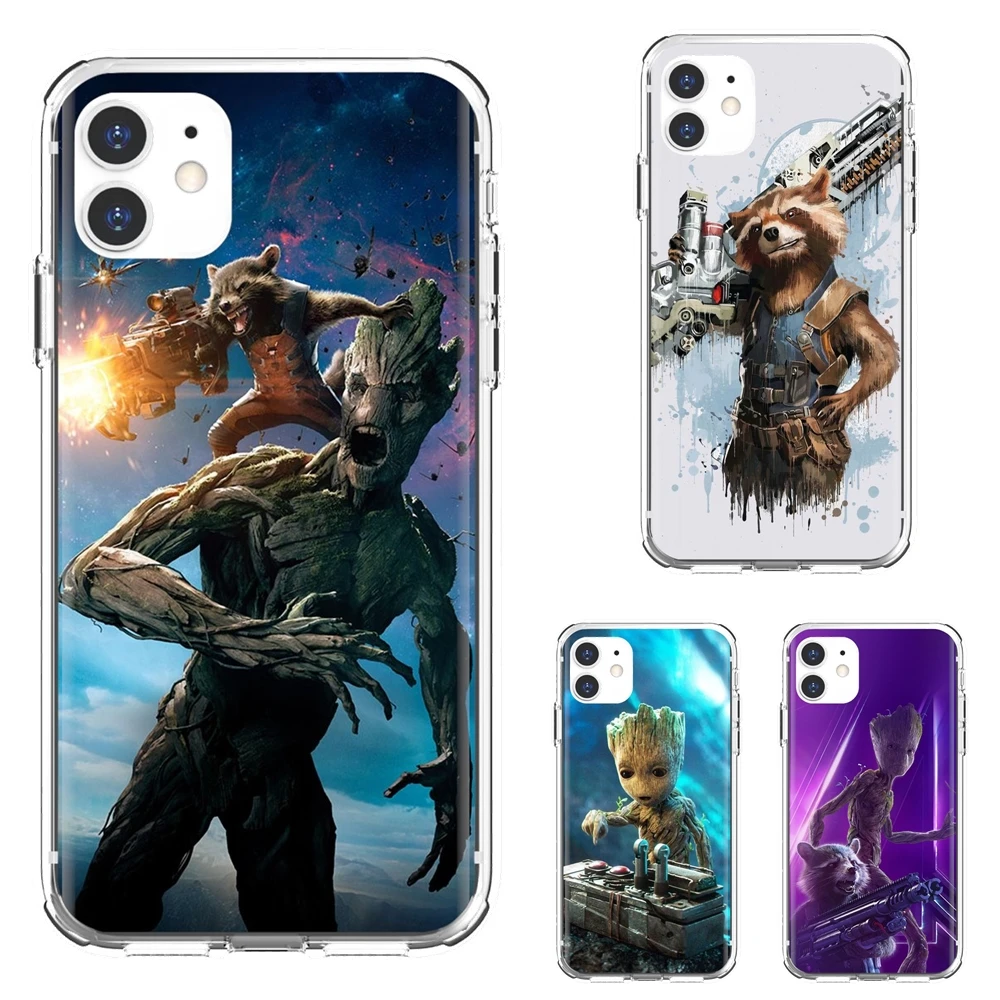 

Avengers Marvel Groot Raccoon Phone Case For iPhone 10 11 12 13 Mini Pro 4S 5S SE 5C 6 6S 7 8 X XR XS Plus Max 2020