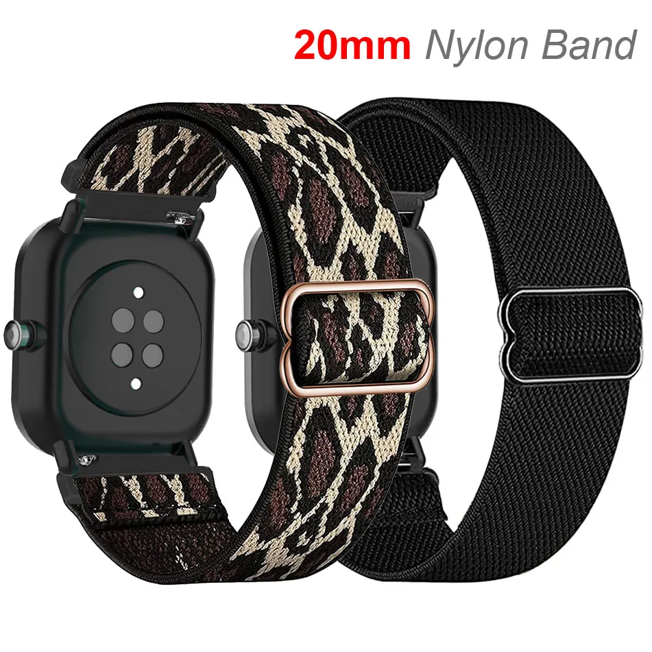 

Ремешок нейлоновый эластичный 20 мм для Huami Amazfit Bip 3 U S Lite GTR 42 мм, плетеный эластичный браслет для часов Amazfit 4 3 2 2e Mini