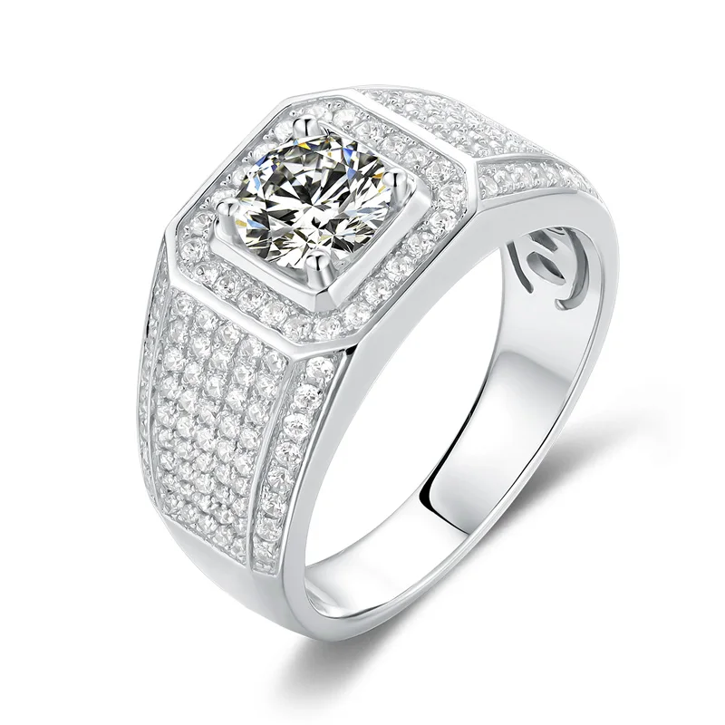 

ZOCA Luxury 1ct Moissanite Men's Ring S925 Sterling Silver Fire D Color Diamond Wedding Engagement Rings for Couples