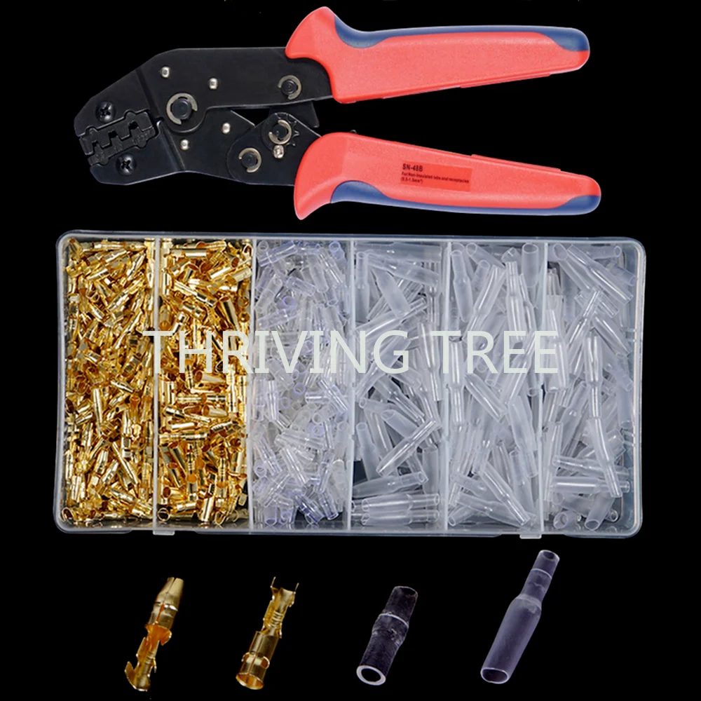 

400/600PCS Bullet Terminals Car Auto Motorcycle Crimp Terminals Electrical Wire Connectors Bullet Connectors SN48B Crimping Kit