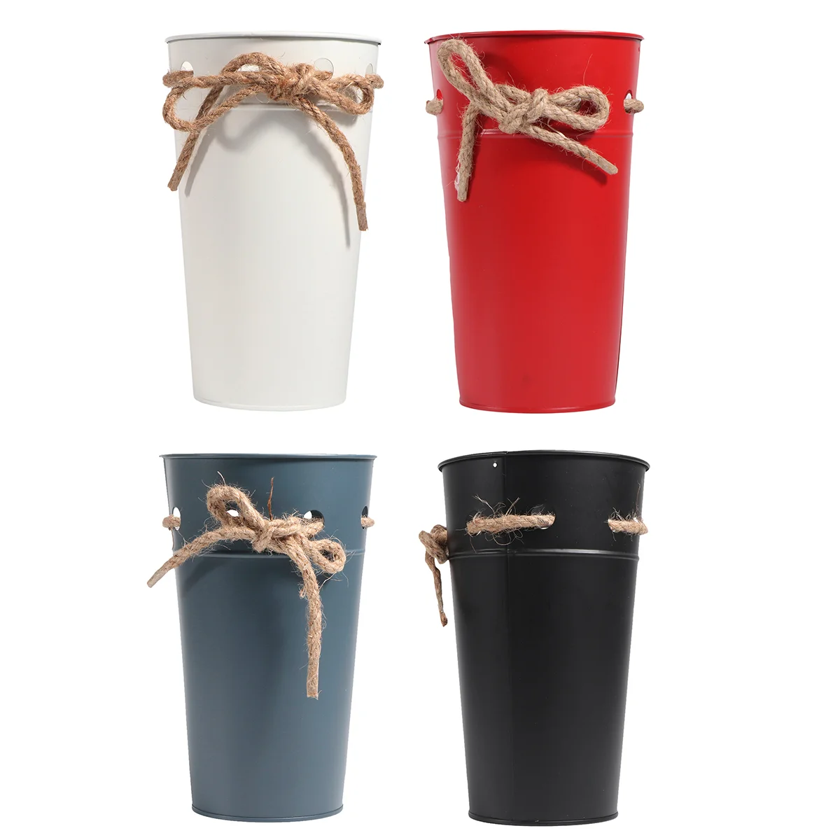 

Vintage Style Bucket Iron Pail Gardening Home Pot Plant Antique Christmas Table Decor